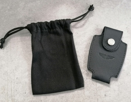 LEATHER GLASS KEY POUCH - BLACK