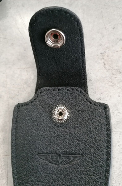 LEATHER GLASS KEY POUCH - BLACK