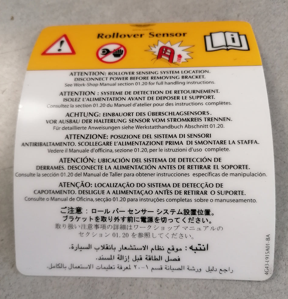 ROLL OVER SENSOR LABEL - VOLANTE