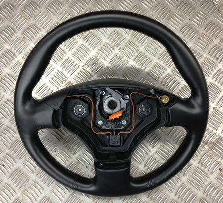 Image of STEERING WHEEL 3 SPOKE BLACK LEATHER