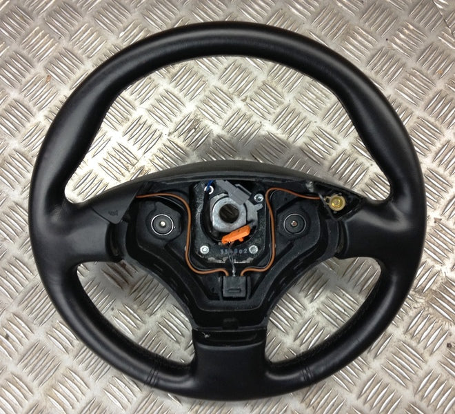Image of STEERING WHEEL 3 SPOKE BLACK LEATHER