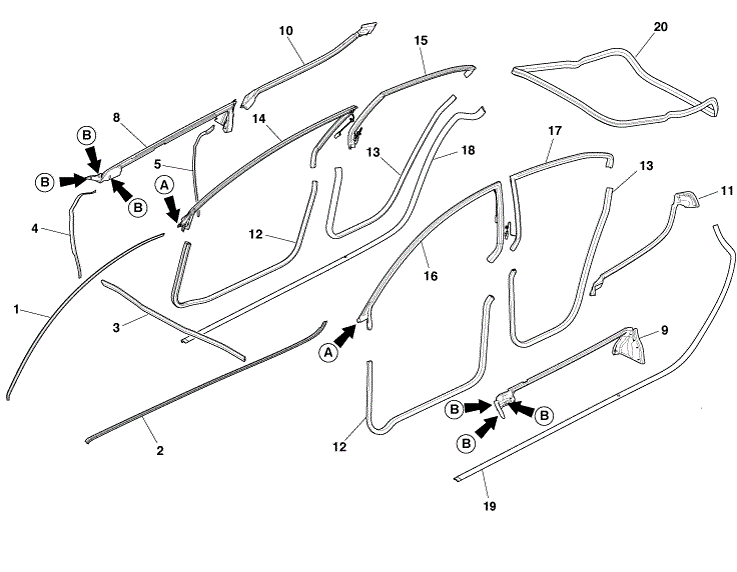 Image of REAR UPPER DOOR WEATHER STRIP SEAL RIGHT HAND