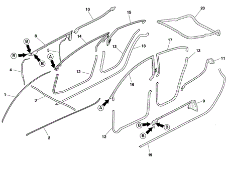 Image of REAR UPPER DOOR WEATHER STRIP SEAL RIGHT HAND