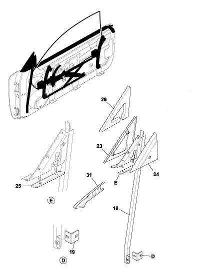 Image of LEFT HAND CHEATER GLASS WINDOW DOOR CARRIER ASSEMBLY