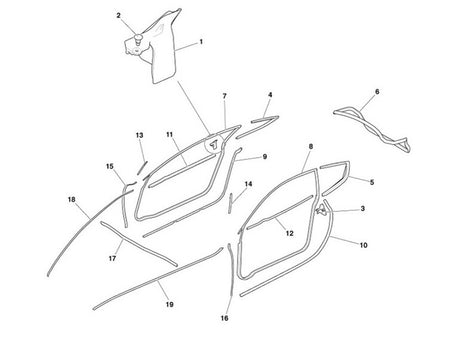Image of FRONT DOOR GLASS MIRROR SEAL - RIGHT - EARLY