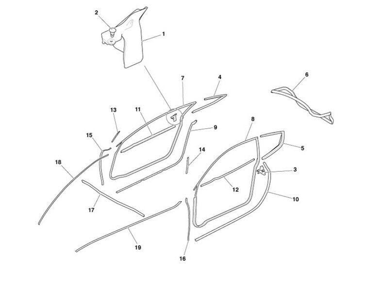 Image of FRONT DOOR GLASS MIRROR SEAL - RIGHT - EARLY