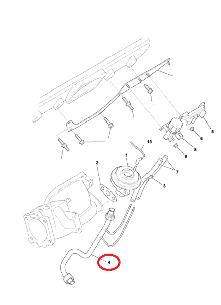 image 3 of tube assembly,egr valve to exhaust manifold rh