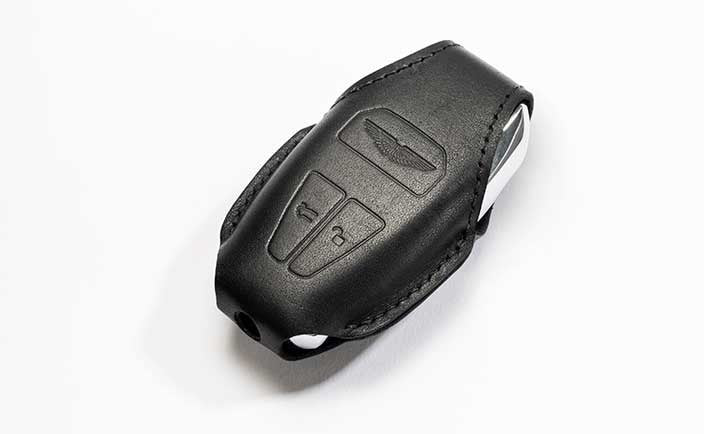 LEATHER GLASS KEY  POUCH - BLACK